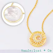 Wanderlust+Co 澳洲品牌 鑲鑽太陽月亮 珍珠母貝項鍊 Sunlit Crescent Pearl