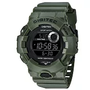 DIGITEC 數碼科技 DG-5112 時尚 運動風 大鏡面 個性 電子錶 軍綠色