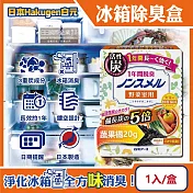 日本Hakugen白元-長效約1年備長炭活性炭5倍冰箱除臭盒1入/盒(冷藏室脫臭顆粒,冷凍庫防潮除濕劑,消臭去味竹炭淨味劑,吸附異味) 蔬果橘20g