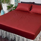 【麗塔寢飾】40支紗精梳棉 單人床包 經典純色- 暗紅