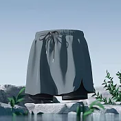 【STizi史堤茲】寬鬆快乾男士假兩件防尷尬泳褲(468) XL 影灰純色