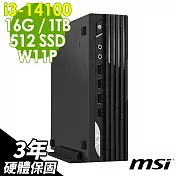 MSI PRO DP21 (i3-14100/16G/1TB+512G SSD/W11P)