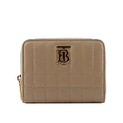 BURBERRY Lola 金字小羊皮縫線設計ㄇ形拉鍊零錢包 (燕麥色)