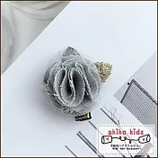 【akiko kids】日本童趣布偶造型兒童髮夾 -灰色花朵