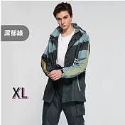 【APEX】時尚潮流騎行反光透氣兩件式雨衣(二件式雨衣/機車雨衣/防護雨衣/防水外套組/男女雨衣) 深郁綠XL