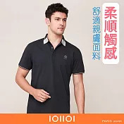 IOIIOI歐洲貴族 男裝 短袖休閒POLO衫 素面POLO 透氣吸濕排汗 彈力 藏青色 L 藏青色