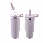 買1送1【CookPower 鍋寶】 樂嚼系列-真空提環內陶瓷珍珠粗吸管杯1000ml 2色任選 玫瑰露2入