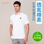 oillio歐洲貴族 男裝 短袖休閒POLO衫 商務POLO 素面POLO 防皺 透氣吸濕排汗 修身 L 白色