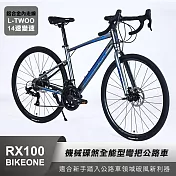 BIKEONE RX100 鋁合金內走線 L-TWOO 14速變速機械碟煞全能型彎把公路車煞變合一適合新手踏入公路車領域破風新利器-金屬灰 金屬灰