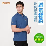 IOIIOI歐洲貴族 男裝 短袖休閒POLO衫 商務POLO 素面POLO 防皺 透氣吸濕排汗 修身 M 藍色