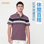 IOIIOI歐洲貴族 男裝 短袖透氣POLO衫 休閒商務POLO 防皺 修身 吸濕排汗 L 紫色