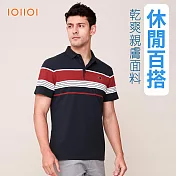 IOIIOI歐洲貴族 男裝 短袖透氣POLO衫 休閒商務POLO 防皺 修身 吸濕排汗 M 藏青色