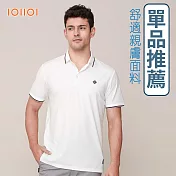 IOIIOI歐洲貴族 男裝 短袖冰涼奶油絲 涼感POLO衫 素面POLO 彈力防皺 透氣吸濕排汗 商務休閒 L 白色