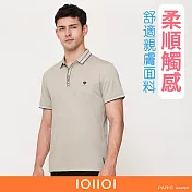 IOIIOI歐洲貴族 男裝 短袖休閒POLO衫 修身POLO 素面 透氣吸濕排汗 涼感 M 卡其色