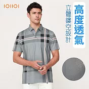 OIIOI歐洲貴族 男裝 短袖涼感POLO衫 防皺POLO 彈力 冰涼感 魅力出眾 M 灰色