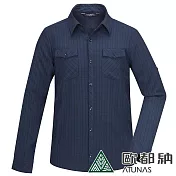 【ATUNAS 歐都納】男款涼感格子長短袖襯衫A1SH2402M- M 夜藍格