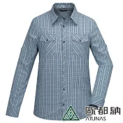 【ATUNAS 歐都納】男款涼感格子長短袖襯衫A1SH2402M- XL 灰藍格
