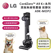 LG 樂金 A9K系列 A9K-MOP2 CordZero™ A9K+系列濕拖無線吸塵器-寂靜灰 (寵物家庭) 馬達保固10年