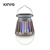 【KINYO】USB太陽能兩用捕蚊燈|防水|太陽能+USB|LED電擊式 KL-6052 咖啡色