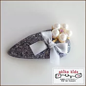 【akiko kids】閃亮亮水滴造型兒童BB髮夾 -灰色珍珠花朵
