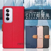 CITY都會風 OPPO Reno12 插卡立架磁力手機皮套 有吊飾孔 奢華紅