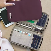 《TRAVELON》多功能旅遊護照包 | RFID防盜護照包 護照保護套 旅行多功能收納包 (紫紅)