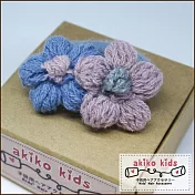 【akiko kids】手勾毛線甜美花朵造型兒童髮圈 -粉+藍色