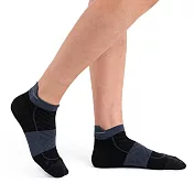 【紐西蘭Icebreaker 】女 輕薄毛圈慢跑踝襪(+)-黑/深鐵灰 S