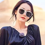 seoul show首爾秀 金屬細腿明星男女同款太陽眼鏡UV400墨鏡 B338 米框黑灰片