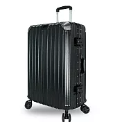 DF travel - 卡伯頓鋁框質感磨砂/手機架/杯架/手機架/防震護角/避震靜音輪防爆拉鍊20吋行李箱-共6色 黑色