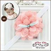【akiko kids】蕾絲立體多層次蝴蝶結寶寶造型髮帶 -橘粉