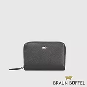 【BRAUN BUFFEL 德國小金牛】台灣總代理 尚恩A 拉鍊零錢包(網路限定)-黑色/BF354-161A-BK