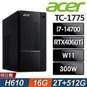 Acer 宏碁 Aspire TC-1775 家用電腦 (i7-14700/16G/2TB+512G SSD/RTX4060Ti-8G/W11)