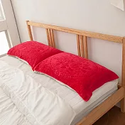 絨面緹花枕巾-80x48cm-2條入x1包 紅色