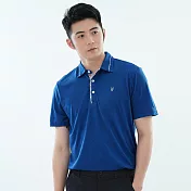 【遊遍天下】男款格紋領抗UV防曬速乾吸濕排汗機能短袖POLO衫(GS1013) L 藍色