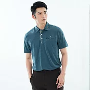 【遊遍天下】男款格紋領抗UV機能短袖POLO衫(GS1012) XL 藍綠