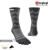 injinji Outdoor戶外避震羊毛五趾中筒襪NX L 石板灰