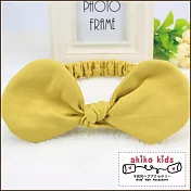 【akiko kids】可愛蝴蝶結造型棉麻布料0.5-2歲寶寶髮帶 -黃色
