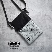 《梵緹希》旅行防水斜背手機袋_插畫黑貓  灰