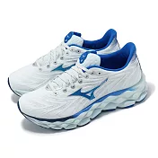 Mizuno 慢跑鞋 Wave Sky 8 男鞋 超寬楦 藍 緩衝 厚底 運動鞋 美津濃 J1GC2411-01