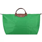 LONGCHAMP LE PLIAGE系列短把再生尼龍摺疊水餃旅行袋(中) 草綠