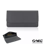 【OMC】納帕12卡1照翻蓋薄款牛皮長夾4120- 深灰