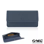 【OMC】納帕12卡1照翻蓋薄款牛皮長夾4120- 星辰藍