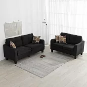 IDEA-濰克經典設計沙發組(雙+三人)/亞麻布/編織布/人工皮革沙發-三種材質 B款：短絨編織布/黑色