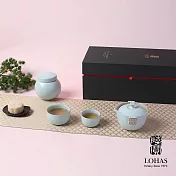 【陸寶LOHAS】福運連連茶禮-天青色 一壺兩杯加茶葉罐 雅致而周全的組合