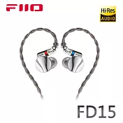 FiiO FD15鋁鎂合金球頂振膜單動圈可換線耳機-競速銀