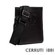 【Cerruti 1881】限量2折 義大利頂級小牛皮側背包肩背包 全新專櫃展示品(黑色 CEBO06412M)