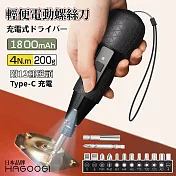 日本HAGOOGI 輕便電動螺絲刀/LED燈 重量輕 人體工學 止滑 Type-C充電 磁吸螺絲頭