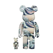 BE@RBRICK 神奈川 浮世繪 葛飾北齋 潮流公仔 100%+400% 藍白