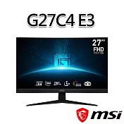 msi微星 G27C4 E3 27吋 曲面電競螢幕 (27＂/1920x1080/16:9/180Hz/曲面)